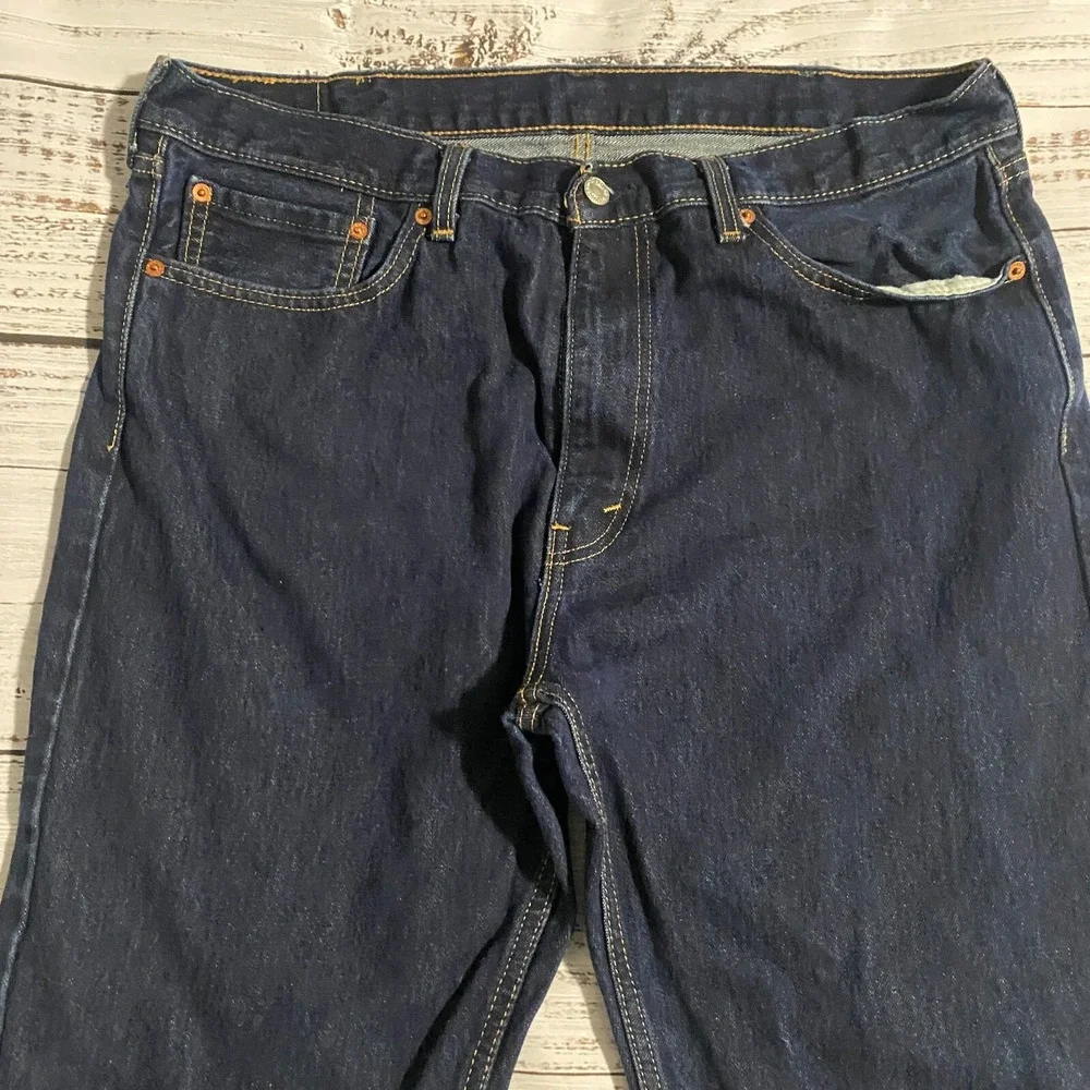Levis 505 Jeans Black Casual Straight Leg Denim‎ Baggy Men's Size 38x30